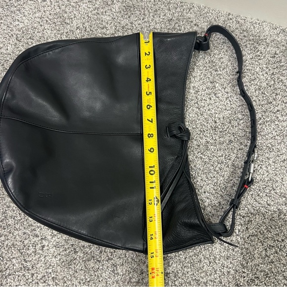 Ellen Degeneres Black Genuine Leather Hobo shoulder Bag Magnetic Snap Closure - Picture 7 of 10